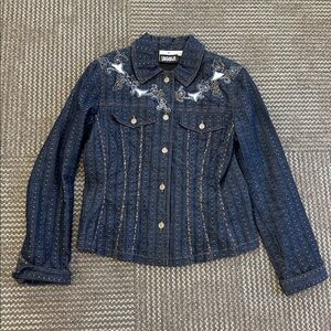 Yak Magik Embellished Beaded Denim Jacket, size S